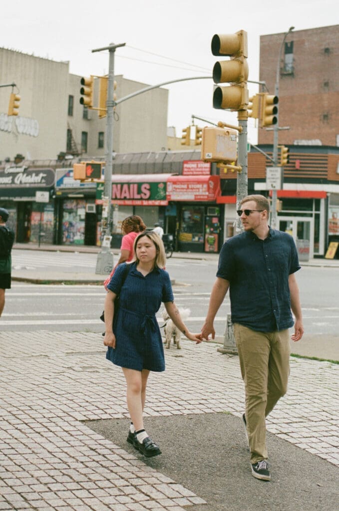couple in nyc catured on 35mm film