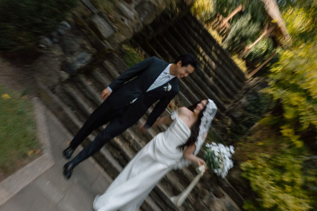 Editorial motion blur wedding portrait at Parque at Ridley Creek
