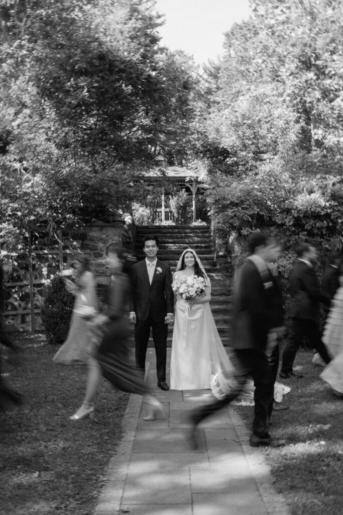 Documentary wedding party portrait at Parque at Ridley Creek
