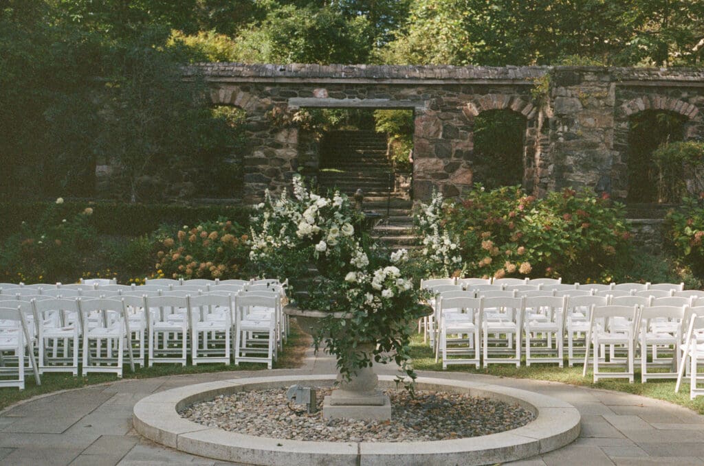 Outdoor wedding ceremony setup at Parque at Ridley Creek
